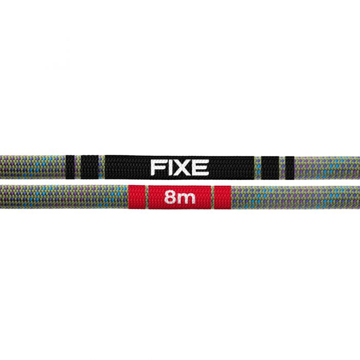 Climbing rope with 'FIXE' branding and '8m' label on a white background