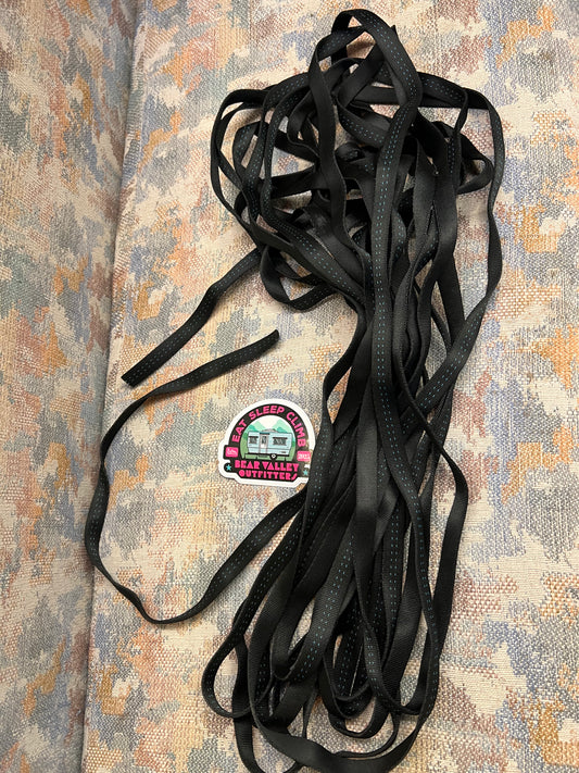 1" Black Tubular Webbing by the Foot