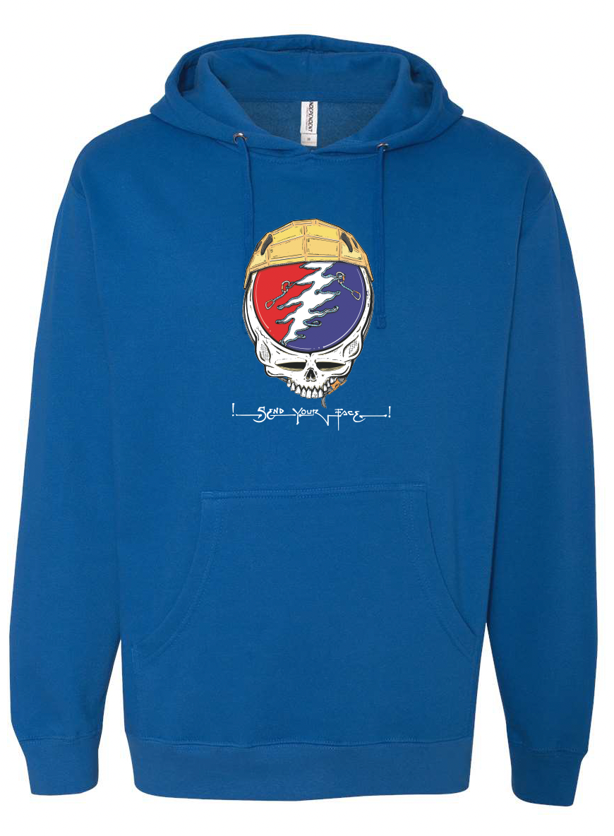 The Climbing Zine "Send Your Face" Hoodie Royal Blue