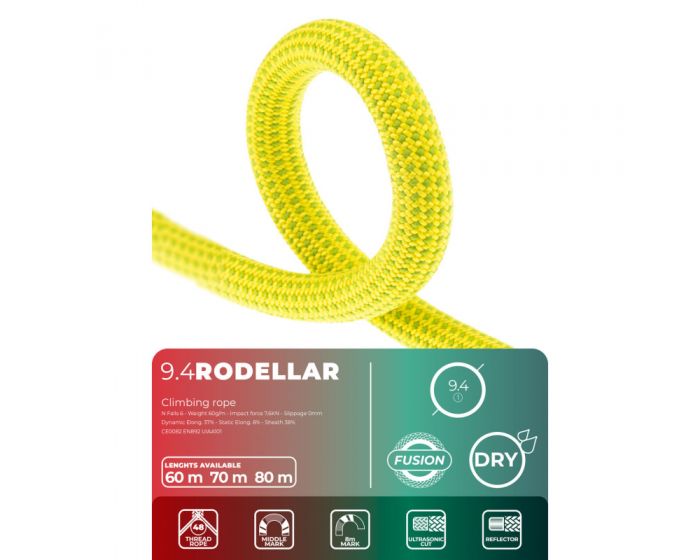 Fixe 9.4 Rodellar, Dry, Endurance, Fusion Climbing Rope